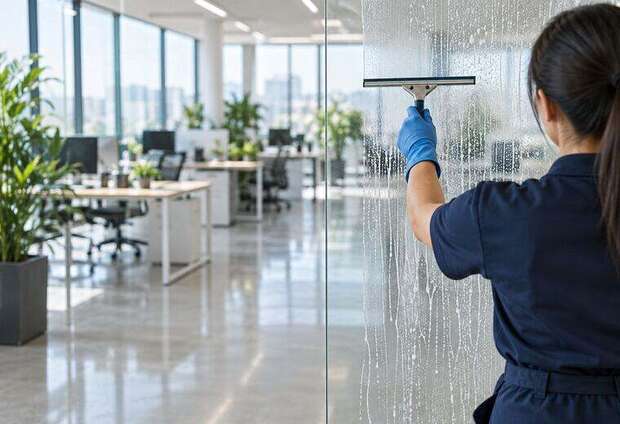 Interior Glass & Window Cleaning on a commercial site in the GTA