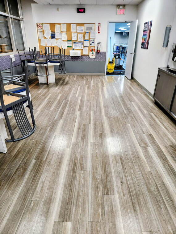 Manufacturing cafeteria after cleaning by Premium Janitorial Services