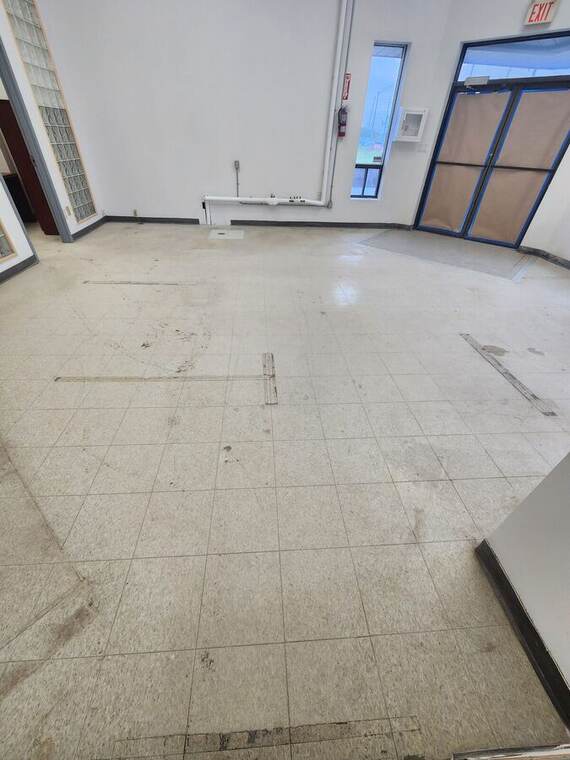 Entrance vestibule before cleaning