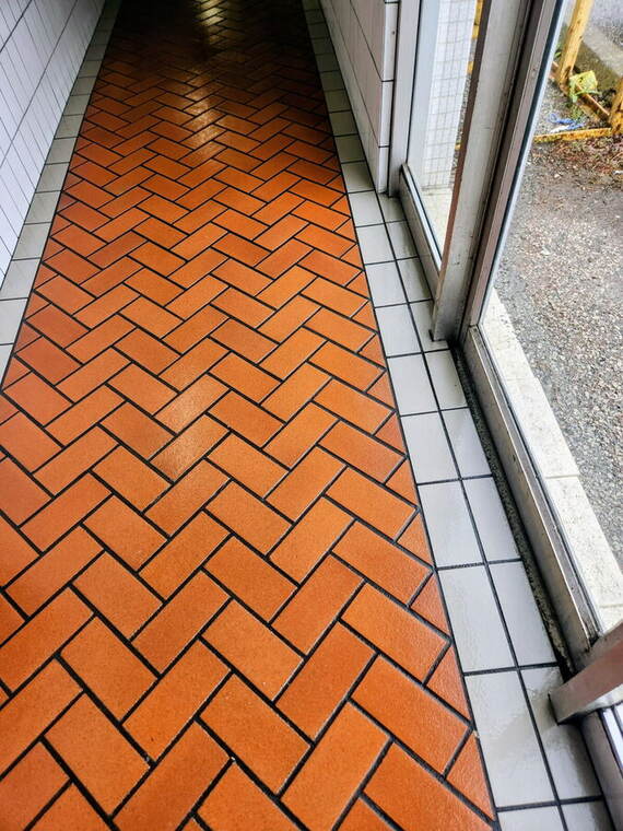Quarry tile walkway after cleaning by Premium Janitorial Services