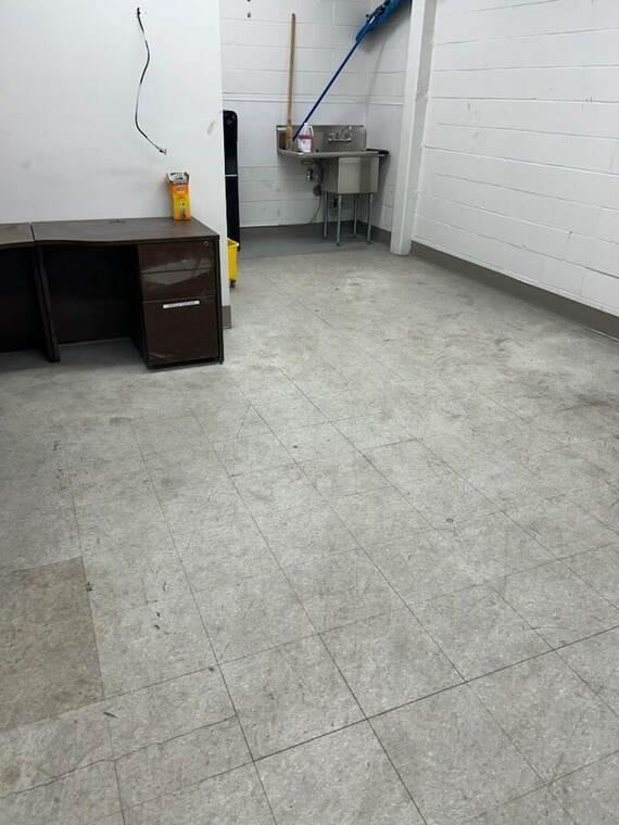 Staff locker room before cleaning
